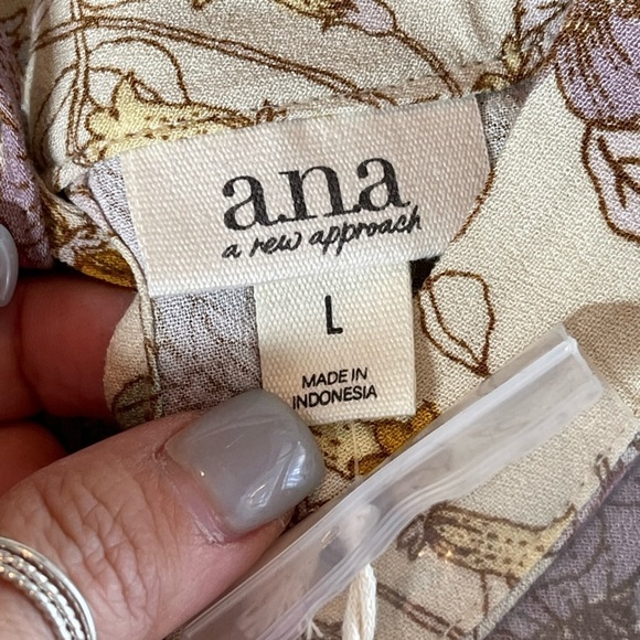 A.N.A. Cottagecore Prairie Woman’s 3/4 Sleeve Dress Cream Floral Large NWT - Picture 13 of 15